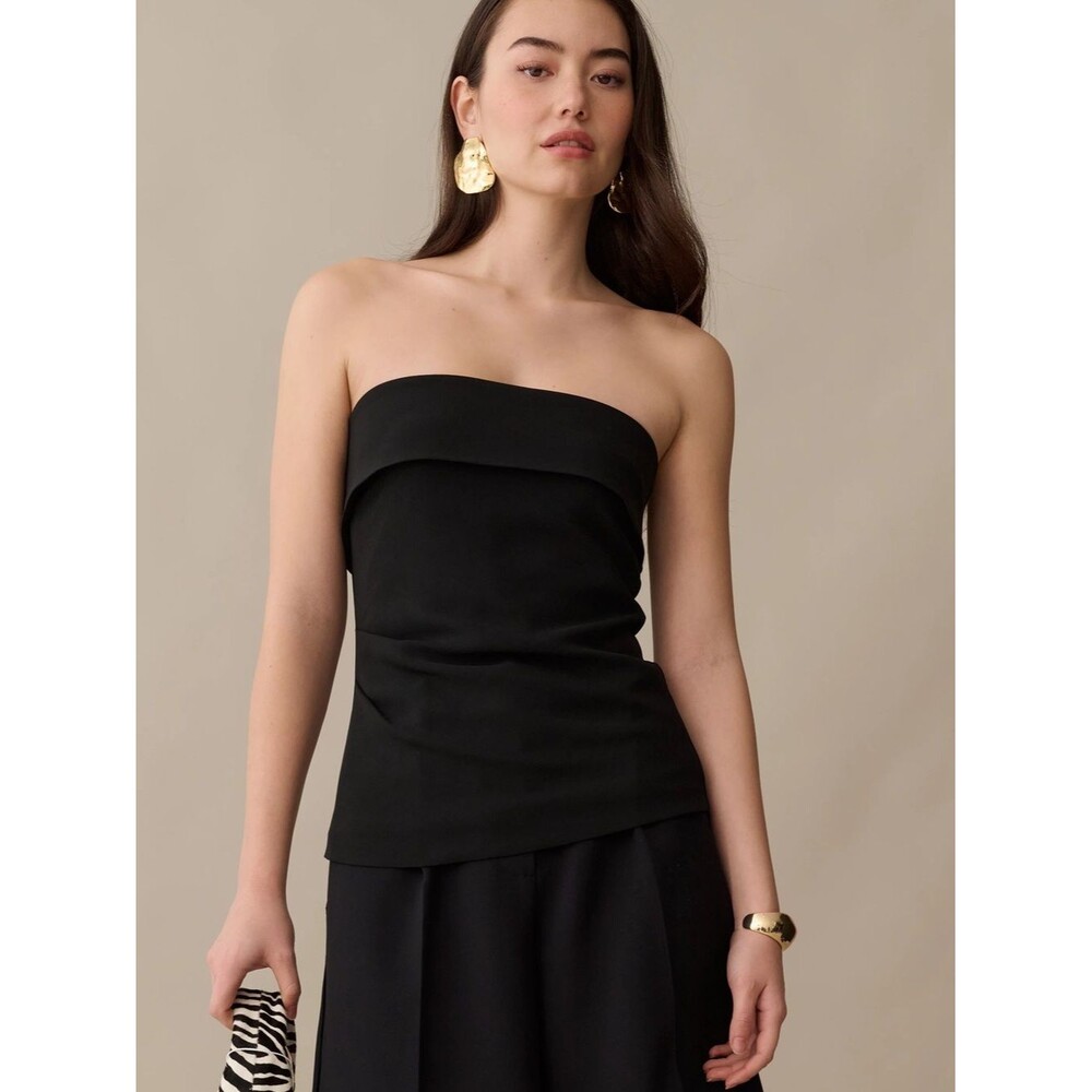 CAARA Black Strapless Foldover Tube Top Size 10 NWT